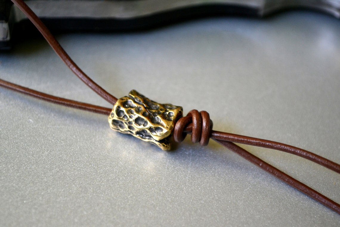 Leather knife lanyard with brass bead edc tactical custom Etsy