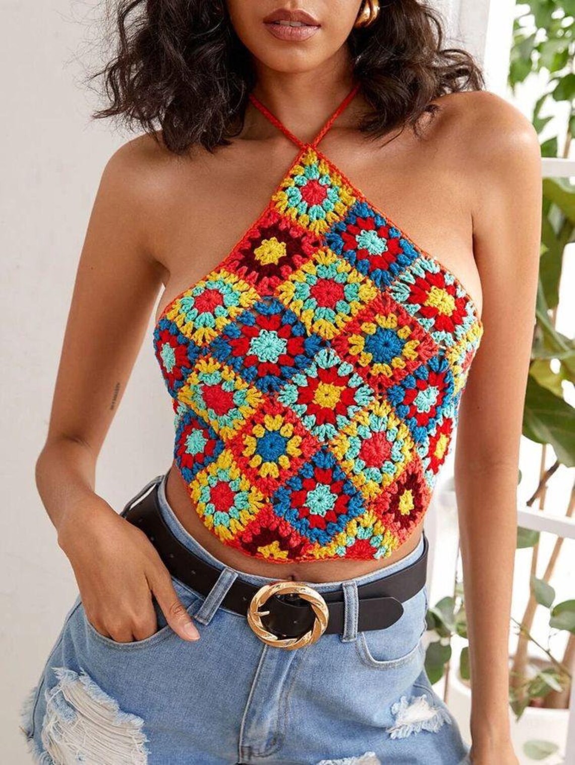 Boho Crop for Woman Granny Square Blouse Crochet Top - Etsy