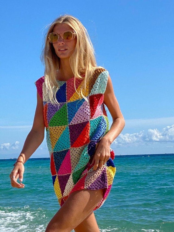 Crochet Granny Square Boho Beachwear 