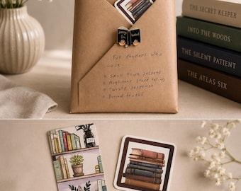 Blind Date mit einem Thriller-Buch | Mystery Book Geschenk-Set | Buchliebhaber Geschenk | Lesezeichen & Pin