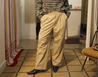 Men's pants with beige pleats / Size S-M