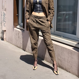 Mixed dart trousers in black and brown checked cotton / Size S-M