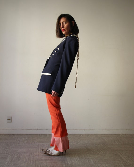 High-waisted trousers with stretch orange bell bo… - image 10
