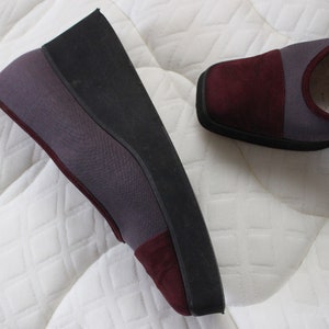 Vintage wedge shoe / Nubuck and canvas / Purple / Size
