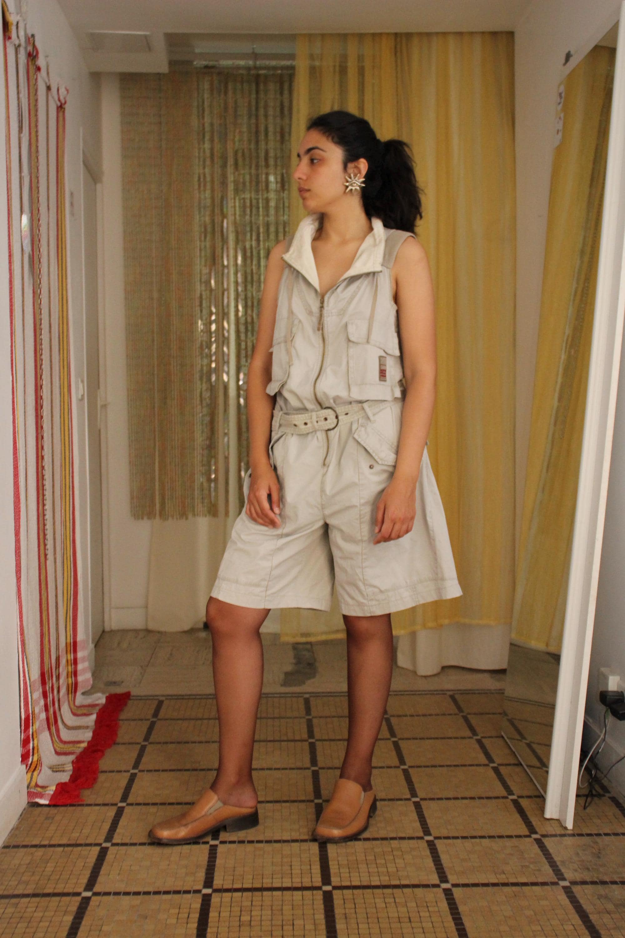 90s Marithé François Girbaud y2k フレアスカート Marithé François Girbaud Vintage 90s Baggy Bermuda Jumpsuit