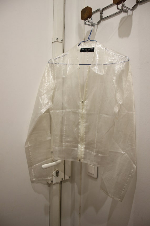 Veste courte transparente blanche à zip Y2K / Tai… - image 3