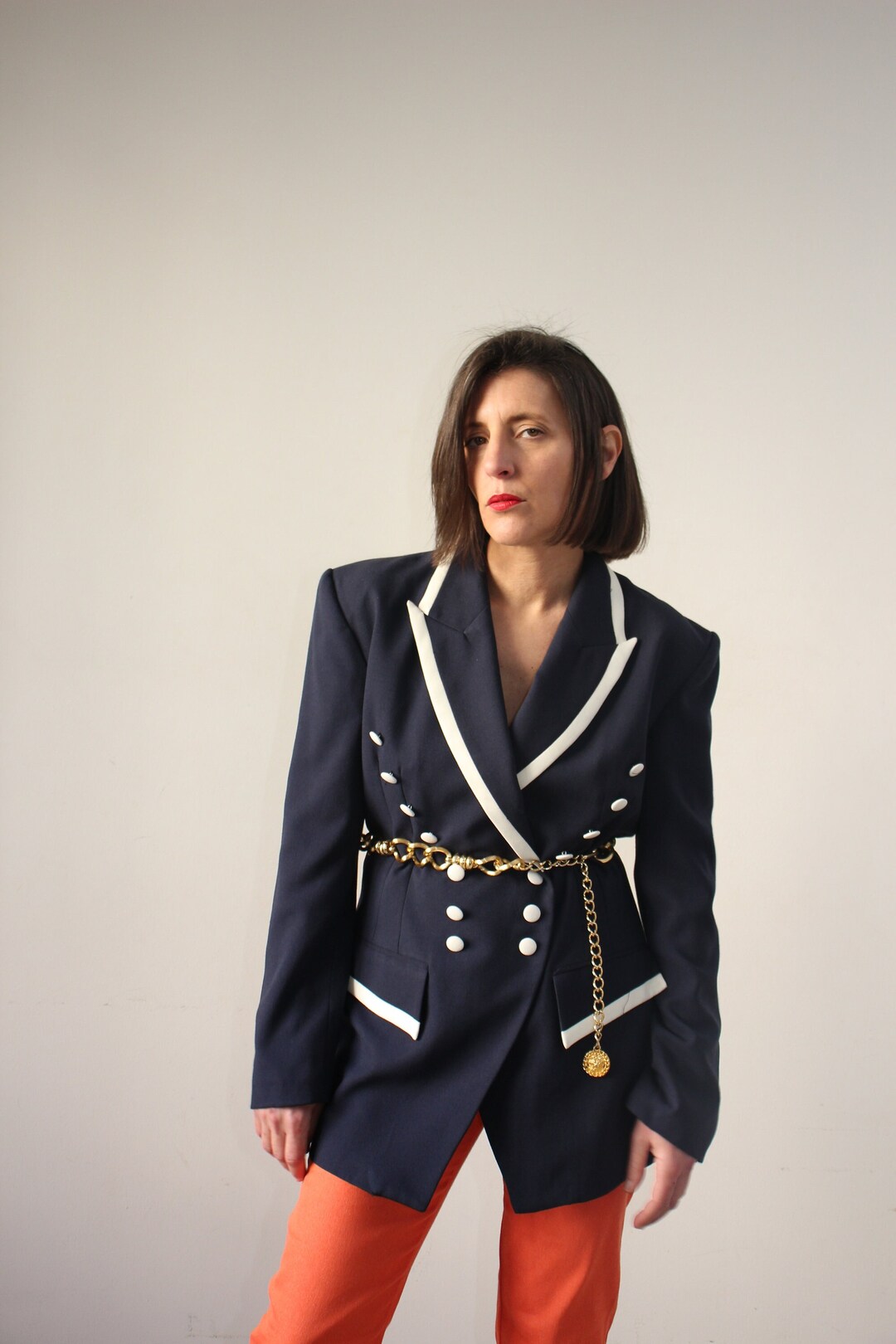 Navy Feminine Fit 2 Button Blazer main image 1