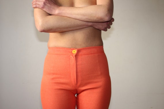 High-waisted trousers with stretch orange bell bo… - image 8