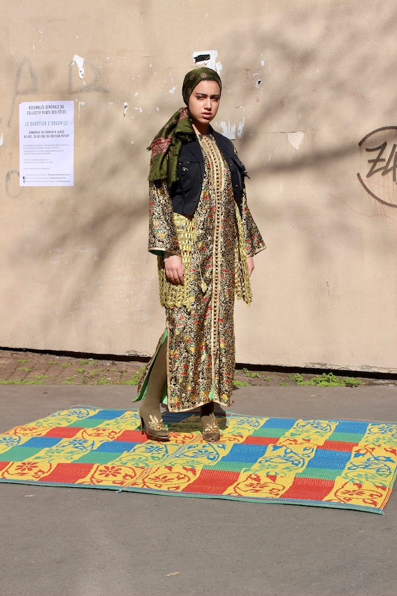 Vintage Black Silk Brocade Caftan With 