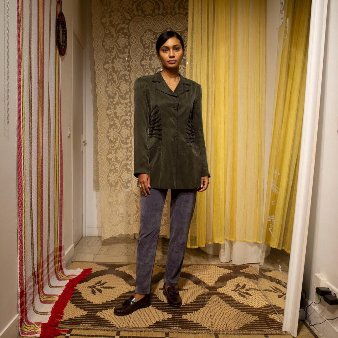 Bestini Bestini Vintage Long Jacket in Khaki Suede - Fitted Cut, Lace-up ...
