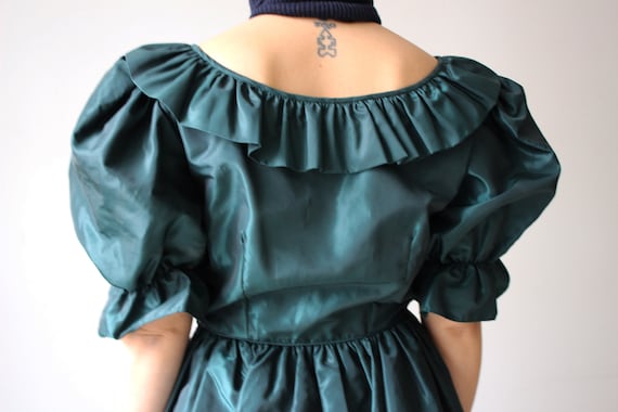 Vintage 80s LAURA ASHLEY Dress / Dark Green / Vic… - image 6