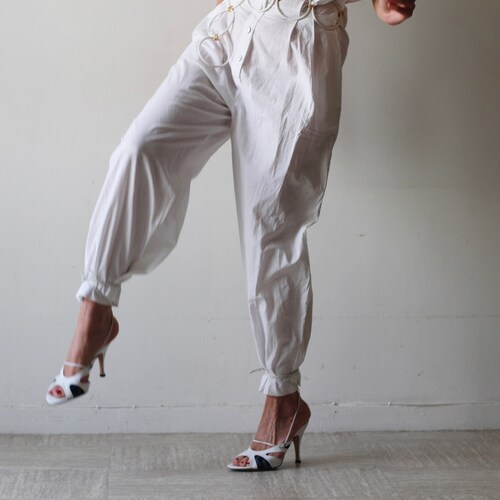 SONIA RYKIEL heel and lacing sandals / White leather and shops blue canvas with logo / Size 37