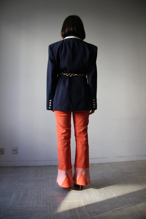 High-waisted trousers with stretch orange bell bo… - image 4