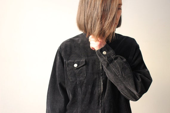 Route 66 shirt jacket in black corduroy with zip … - image 10