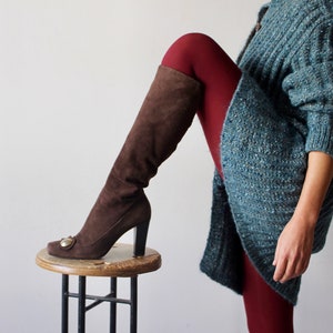 Chocolate / ESCADA boots in brown suede / Leather Zip / Square Empeigne / Size 39 / Made in Italy