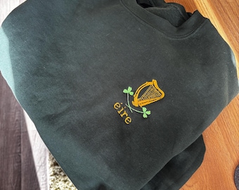 Embroidered Irish Harp jumper| Dark Green