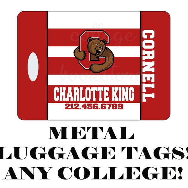 Custom College Luggage Tag METAL Personalized suitcase travel bookbag backpack sports bag ANY COLLEGE logo school university
