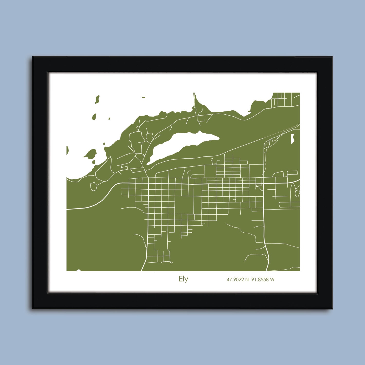 Ely MN map Ely city art map Minnesota wall art poster Ely Etsy