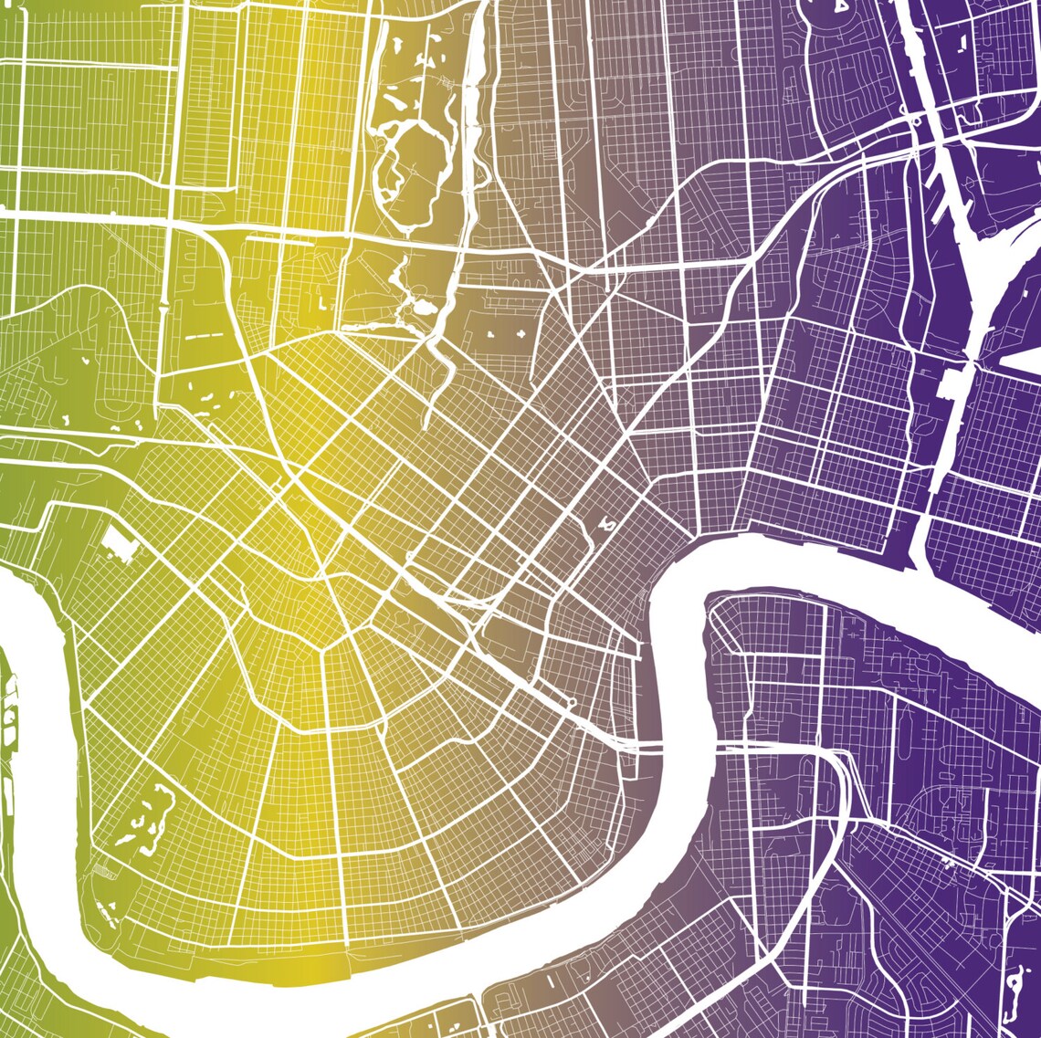 New Orleans map New Orleans city map art New Orleans Mardi Etsy