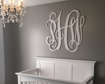 Crib Monogram - Wooden Initials for Nursery - Painted Wooden Monogram - Wooden Monogram Wall Hanging - Crib Wall Hanging - Personalized