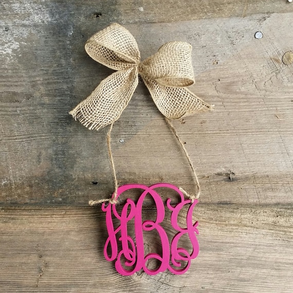 FREE SHIPPING!  Car Charm - Rear View Mirror Monogram - Painted Mini Monogram