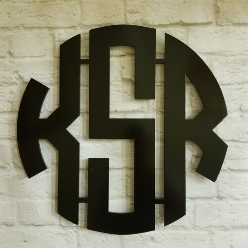 Monogram Wall Hanging Wooden Monogram Letters Circular Etsy