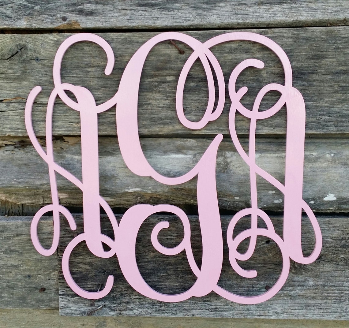 Painted Wooden Monogram Wooden Monogram Wall Hanging Etsy