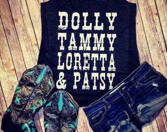 Dolly, Tammy, Loretta & Patsy * Tri-blend Racerback Tank Shirt