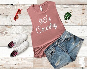 90's  Country - Flowy Scoop Muscle Shirt