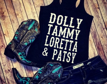 Dolly, Tammy, Loretta & Patsy * Tri-blend Racerback Tank Shirt