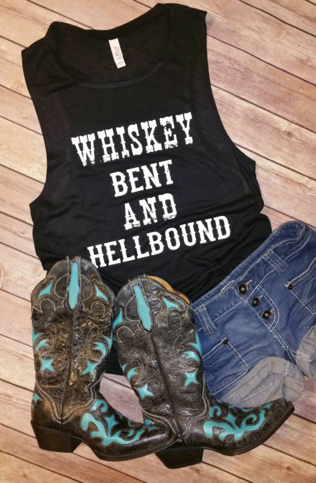 NEW Whiskey Bent and Hellbound Flowy Scoop Muscle Shirt With Distressed ...