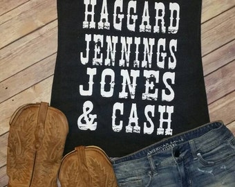 Haggard, Jennings, Jones & Cash * Tri-blend Racerback Tank Shirt