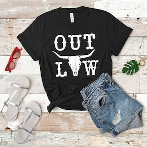 Outlaw Skull Unisex T-Shirt image 1