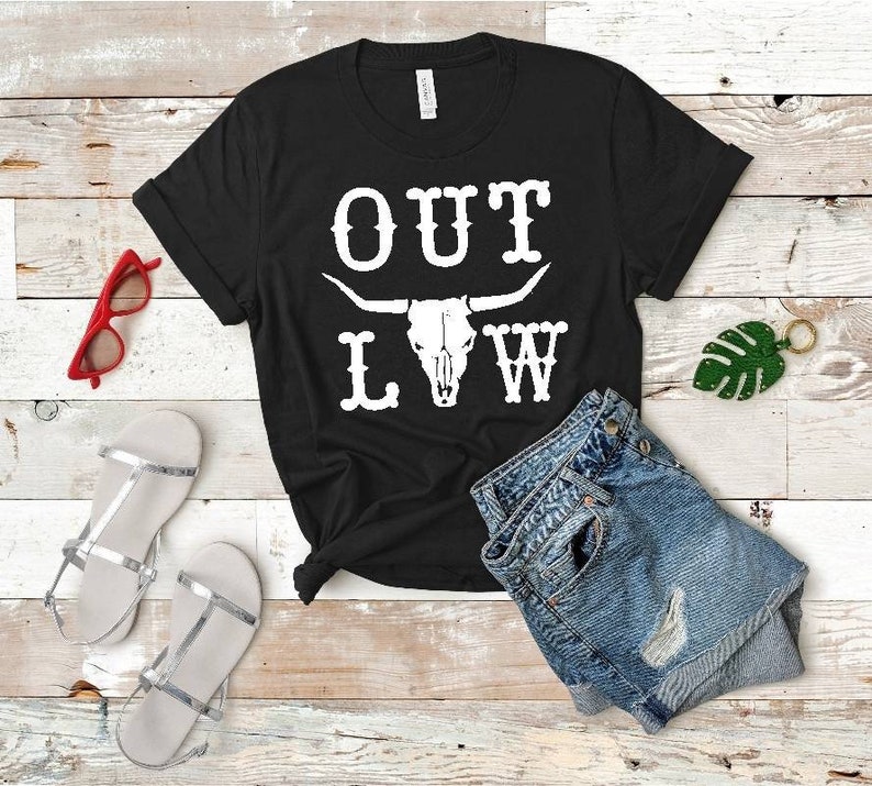 Outlaw Skull Unisex T-Shirt image 1