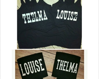 Special! Thelma and Louise  Tri-blend Racerback Shirts and Can Cooler Set