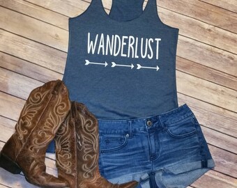 Wanderlust * Tri-blend Racerback Tank Shirt