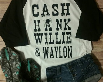 Cash, Hank, Willie & Waylon -Raglan Shirt - Unisex