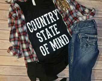 Country State of Mind - Flowy Scoop Muscle Shirt