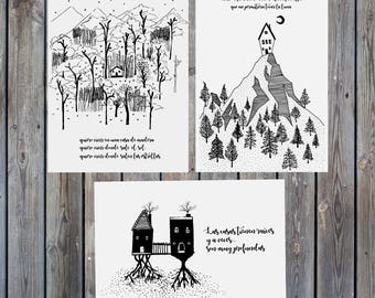 Set of 3 illustrations: the houses we inhabit II