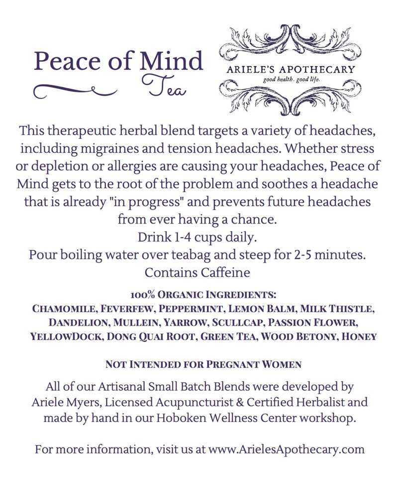 Peace of Mind: Herbal Tea Blend for Headache Relief | Etsy