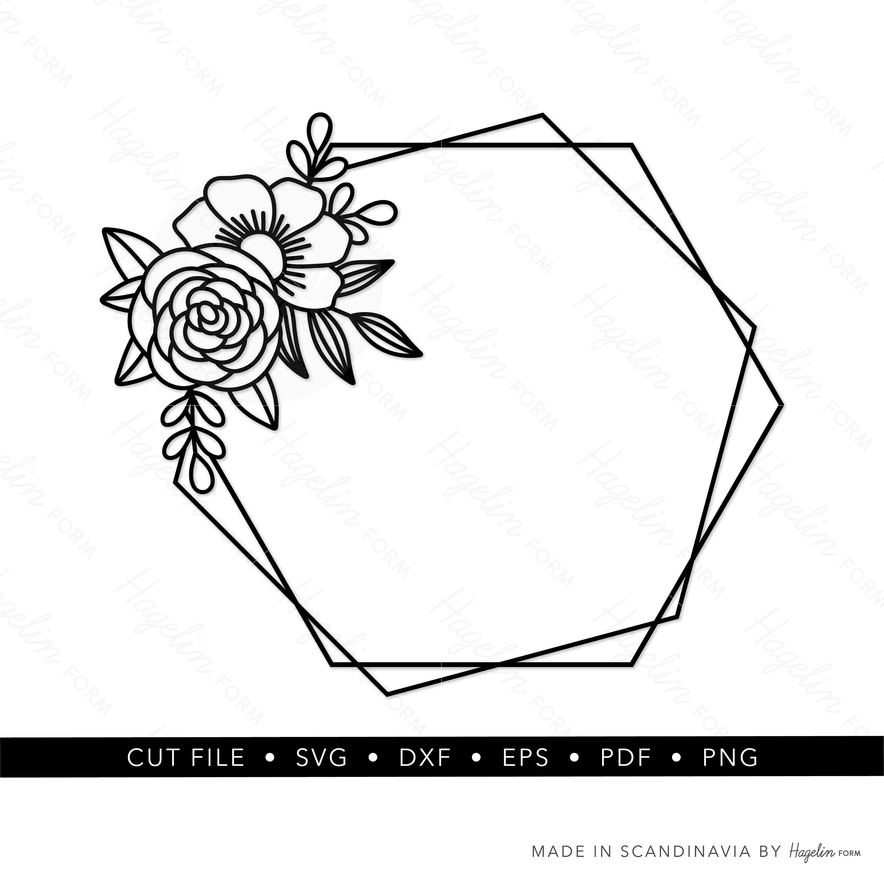 Download Floral Hexagon Svg Frame Cut File Hexagon Frame Floral Etsy