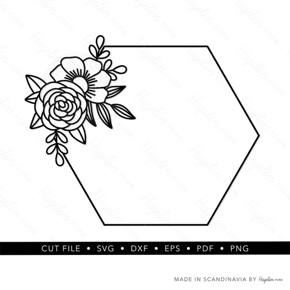 Download Flower Hexagon Svg Border Cut File Hexagon Frame Flower Etsy