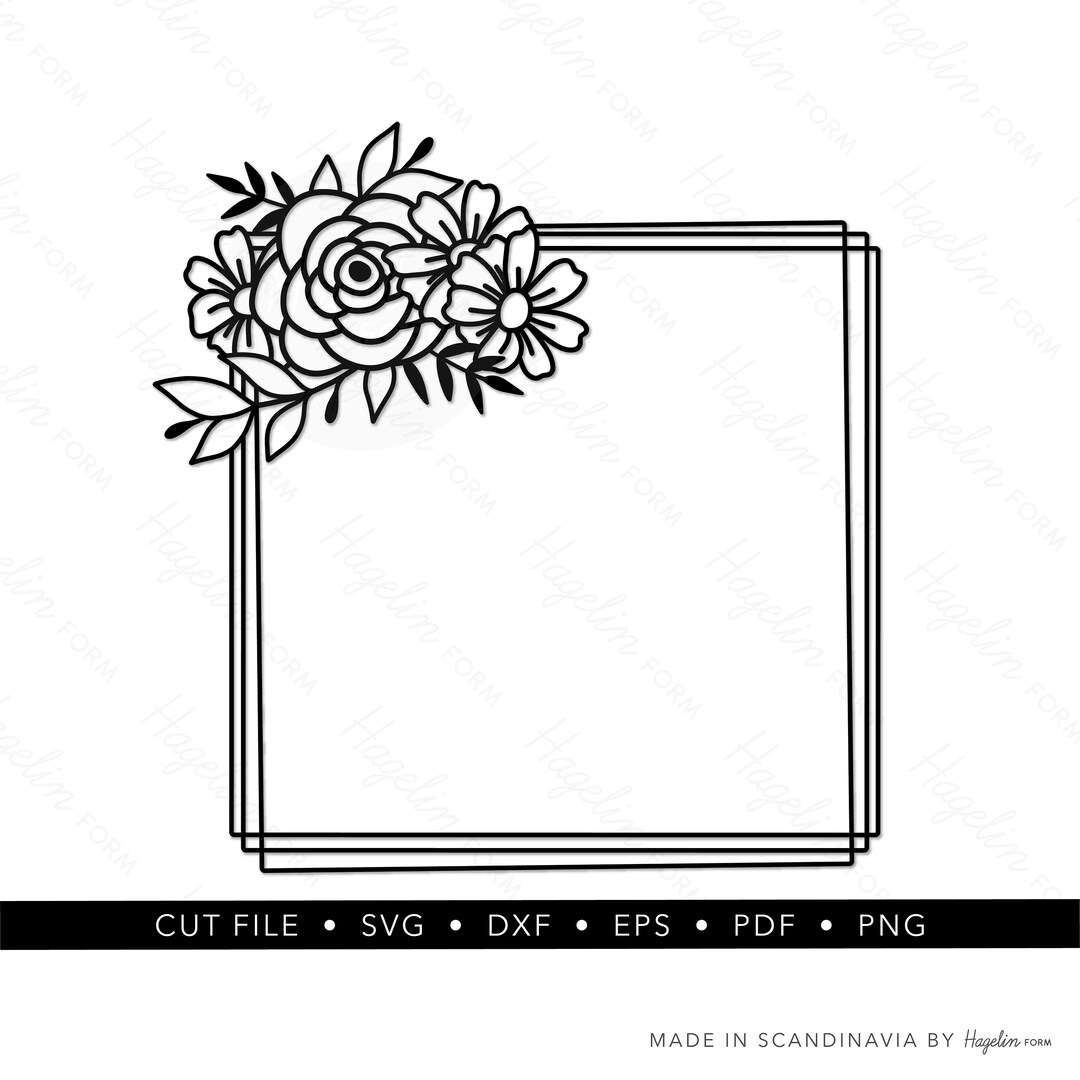 Floral SVG Frame, Frame Cut File, Square Frame, Floral Border, Square Svg Flowers, Flower Frames
