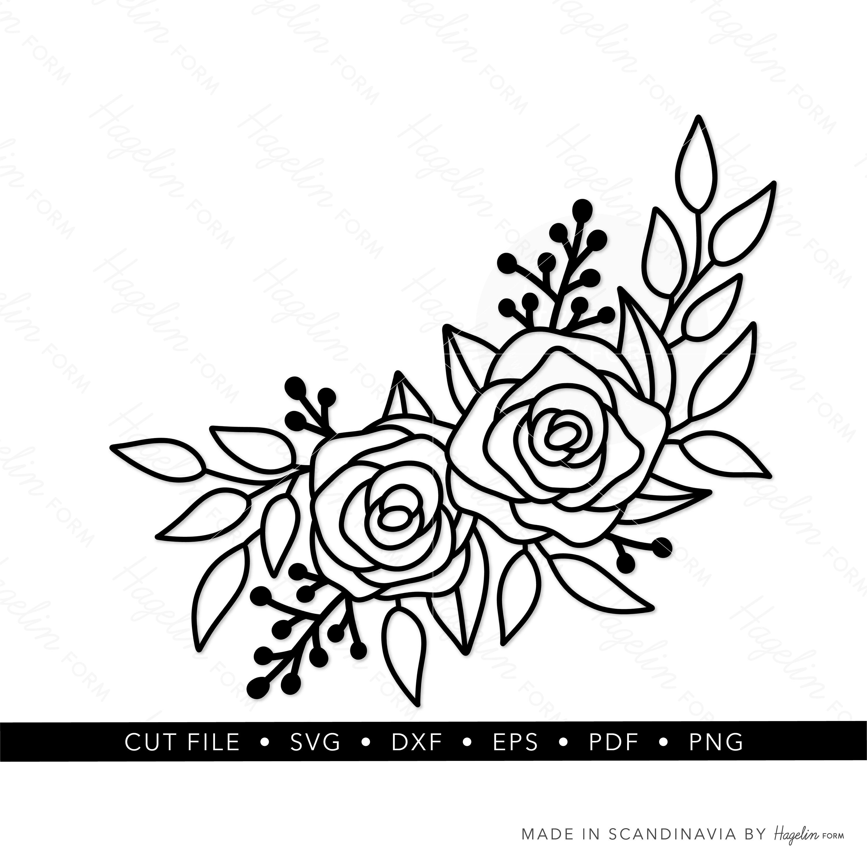 Rose Wreath SVG Flower Border Rose Cut File Flower Swag Etsy