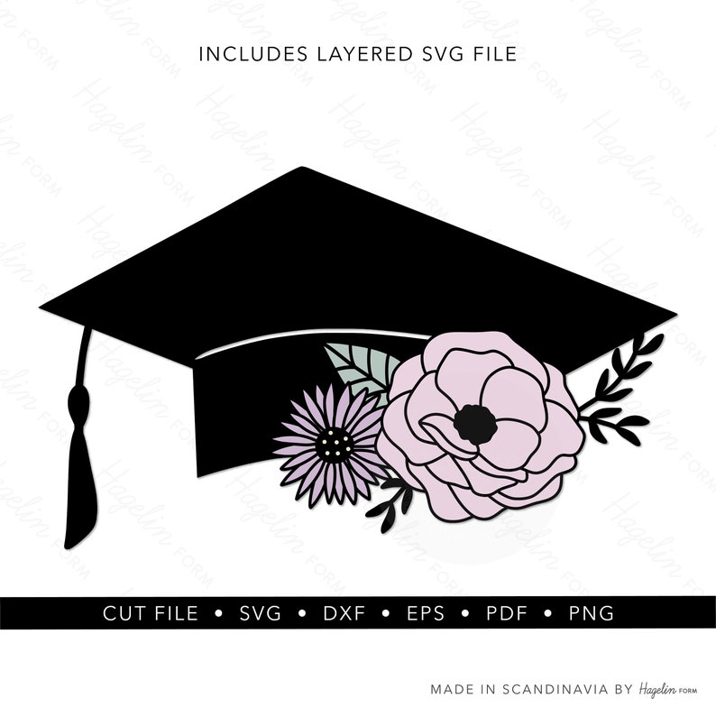 Download Graduation Cap with Flowers. SVG File for Cutting Machine ...
