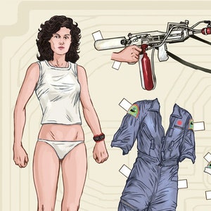 Ellen Ripley. Paperdoll, signed prints  © Iván García