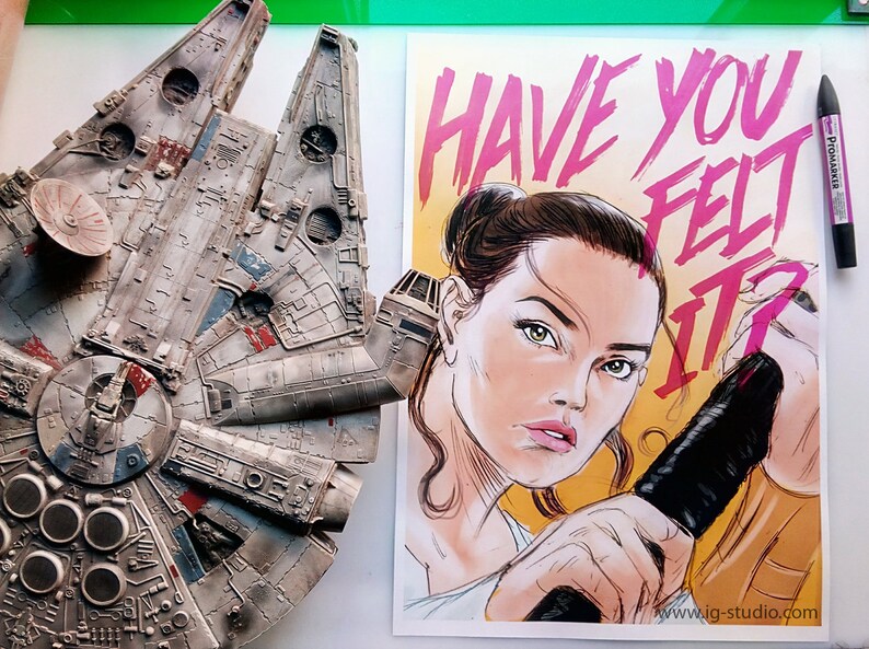 Daisy Ridley as Rey from Star Wars Episode VIIl The Force Awakens signed prints © Iván García image 2