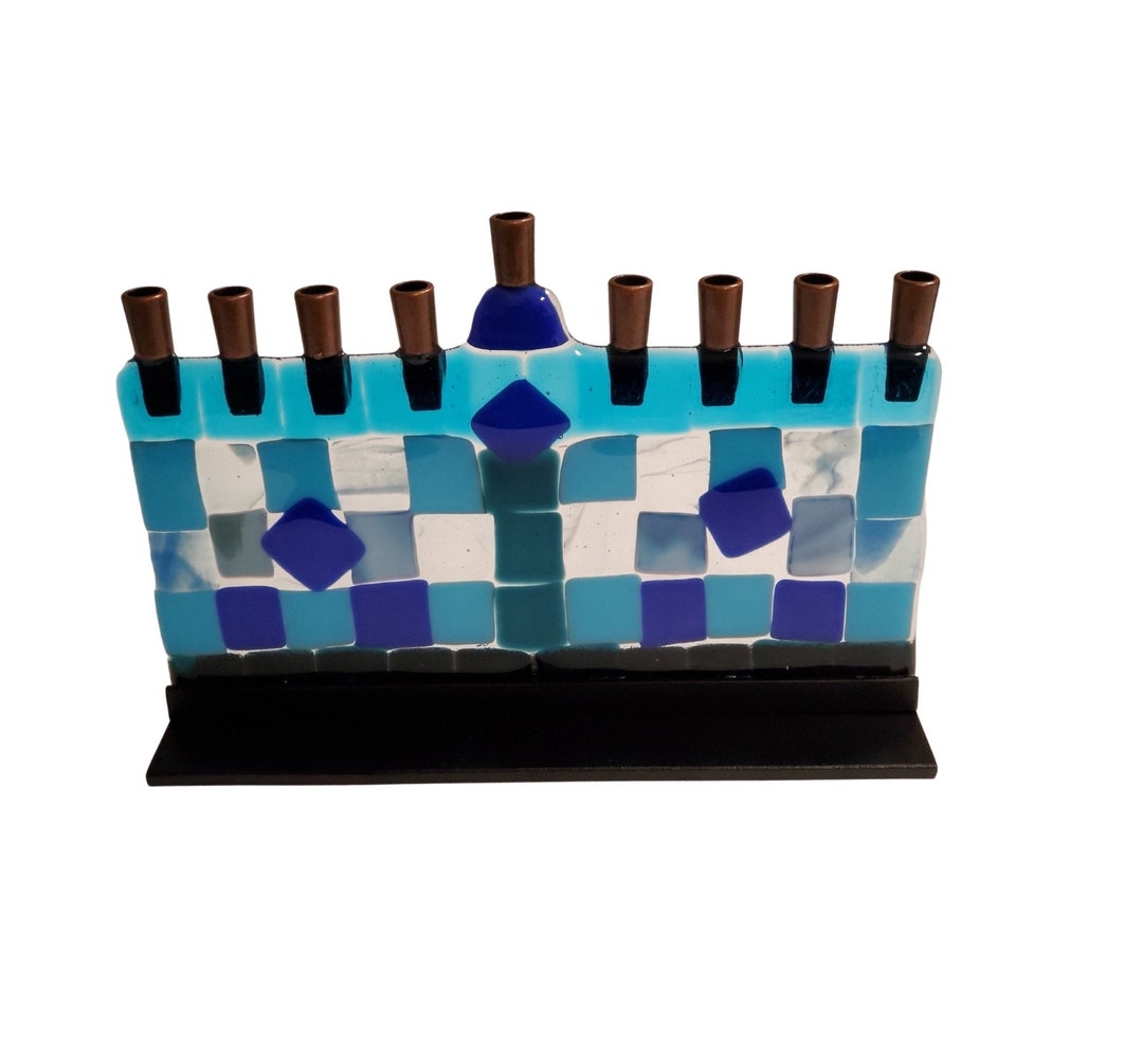DIY Menorah Craft Kit With Metal Base Fuse Glass DIY Kit High Quality