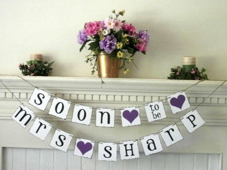bachelorette party Soon to be Mrs Purple Bridal Shower Banner Wedding Shower Decor Bridal Shower Decor Engagement Party