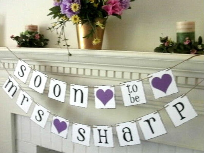 bachelorette party Soon to be Mrs Purple Bridal Shower Banner Wedding Shower Decor Bridal Shower Decor Engagement Party